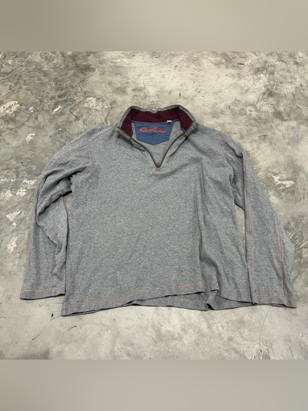 Robert Graham Gray Cotton Quarter Zip Sweatshirt Women's Large